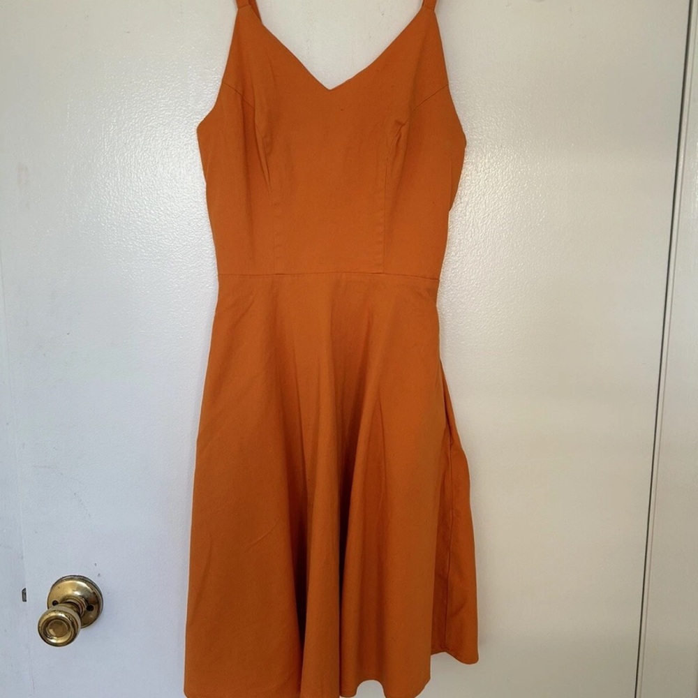 Elegant Orange Sleeveless Dress